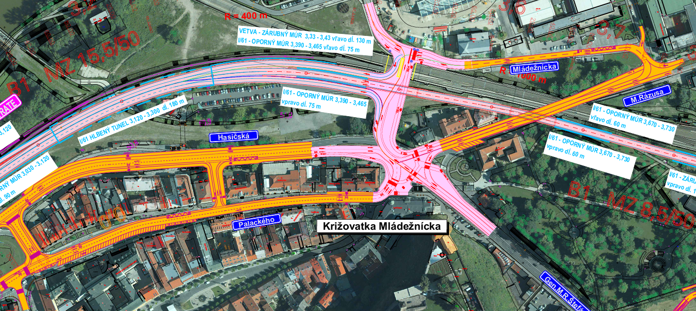 Križovatka Mládežnícka – návrh usporiadania komunikácií pri preložke I/61, ktorý Igor Mrva kriticky hodnotí z hľadiska trás vozidiel, MHD a väzieb na centrum.
