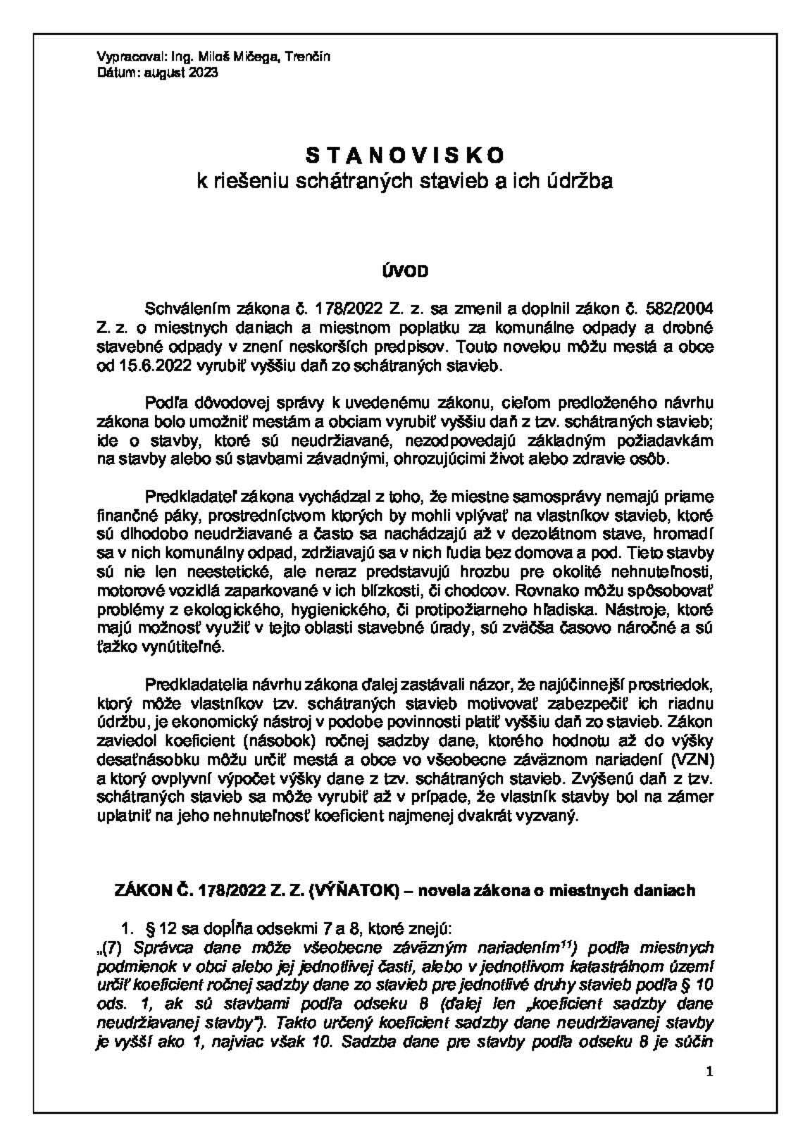 Miloš Mičega - Stavebná poradňa